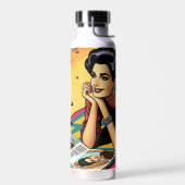 Bouteille D'eau Dame Rétro sur la Plage Rêvant de Mode (Gauche)