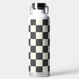 Bouteille D'eau Damier noir délavé et blanc délavé