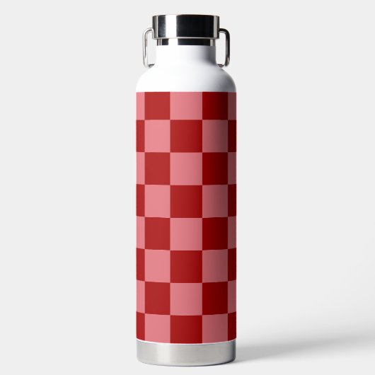 Bouteille D'eau Damier Rouge Bonbon et Rose Bonbon (Avant)