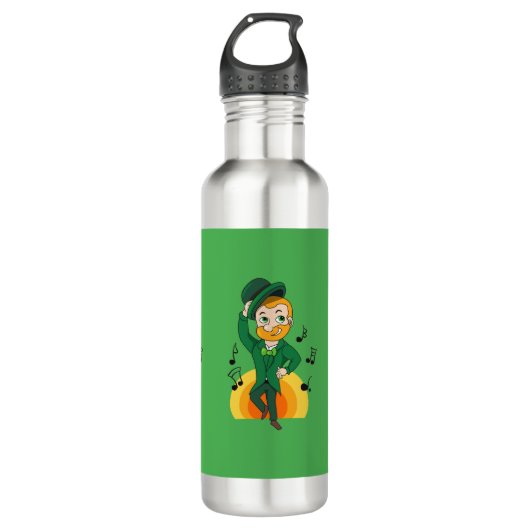 Bouteille D'eau Dancing leprechaun, dessin animé de la Saint Patri (Devant)