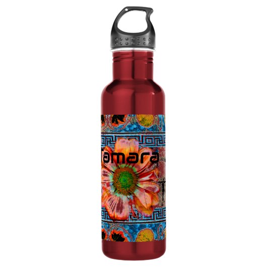 Bouteille D'eau Danse ancienne avec des figurines et une fleur (Devant)