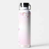 Bouteille D'eau Danseuse de ballet et fleurs sur fond rose clair (Arrière)