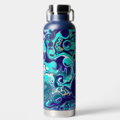 Bouteille d'eau d'art fluide turquoise et bleu (Avant)