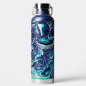 Bouteille d'eau d'art fluide turquoise et bleu (Plage)