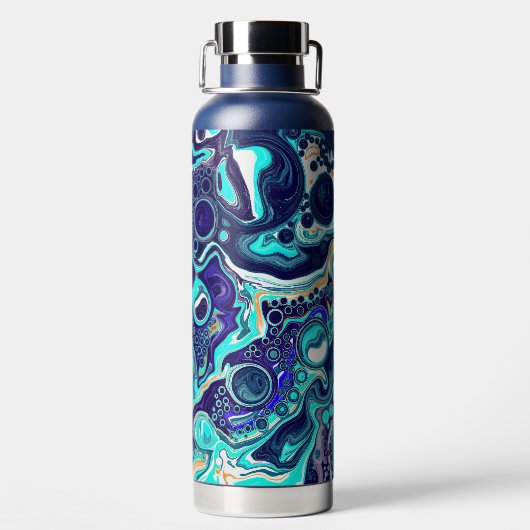 Bouteille d'eau d'art fluide turquoise et bleu (Plage)