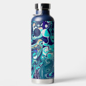 Bouteille d'eau d'art fluide turquoise et bleu (Droite)