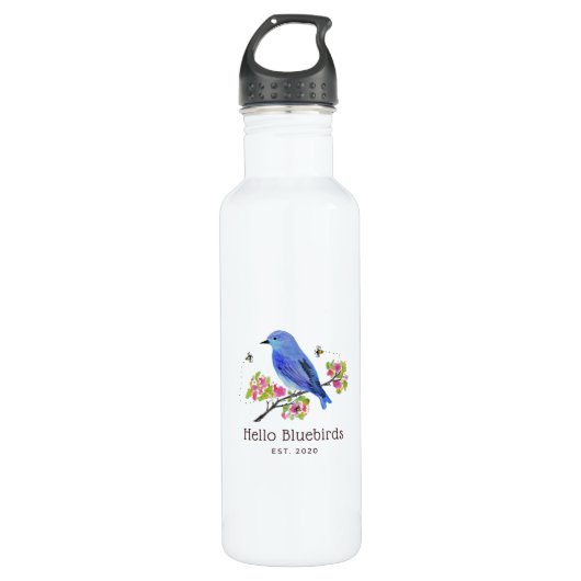 Bouteille d'eau de Bluebirds - Blanc (Devant)