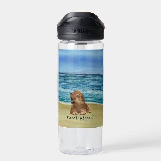 Bouteille d'eau de chiot mignonne de plage (Arrière)