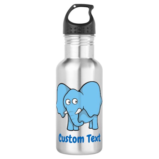 Bouteille d'eau de dessin d'éléphant bleu (Devant)