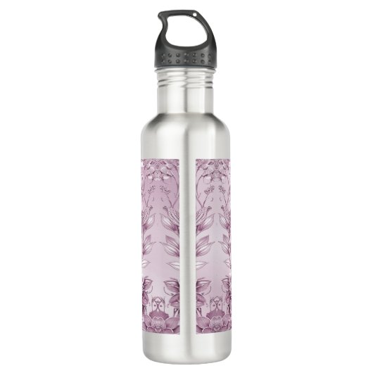 Bouteille d'eau de feuillage rose (Dos)