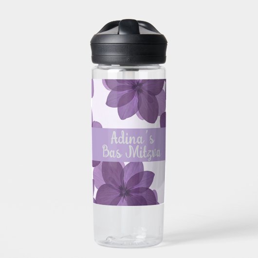 Bouteille d'eau de fleurs violettes Bas Mitzva (Extérieur)