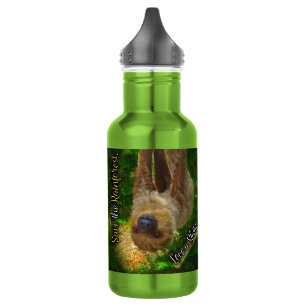 Bouteille d'eau de forêt tropicale de paresse