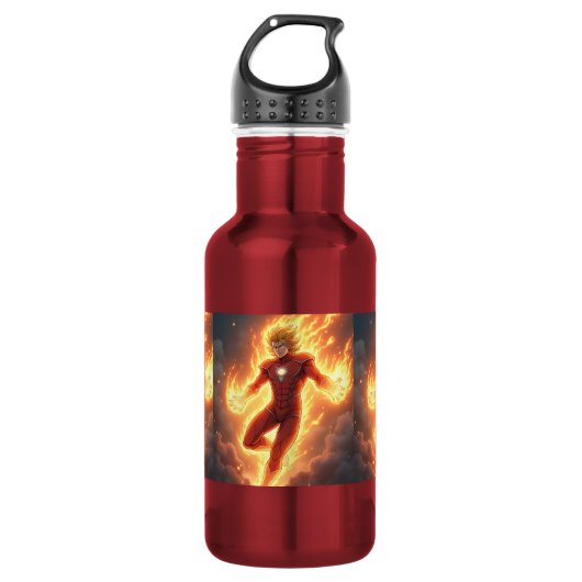 Bouteille d'eau de héros d'anime en puissance (Devant)