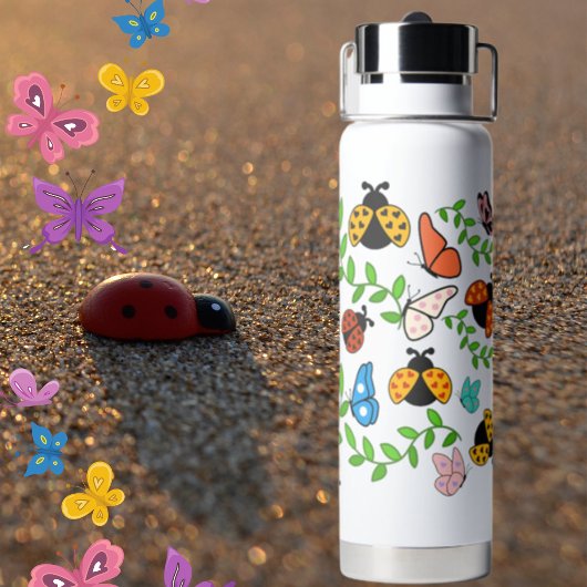 Bouteille d'eau de Lady Lovebug et papillons