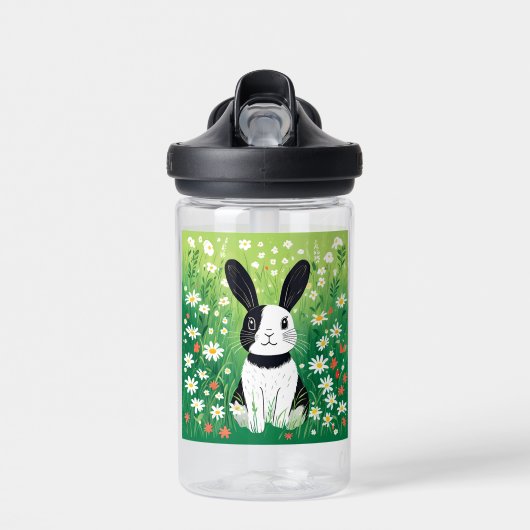 Bouteille D'Eau De Lapin Noir Et Blanc (Avant)