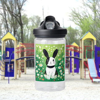 Bouteille D'Eau De Lapin Noir Et Blanc