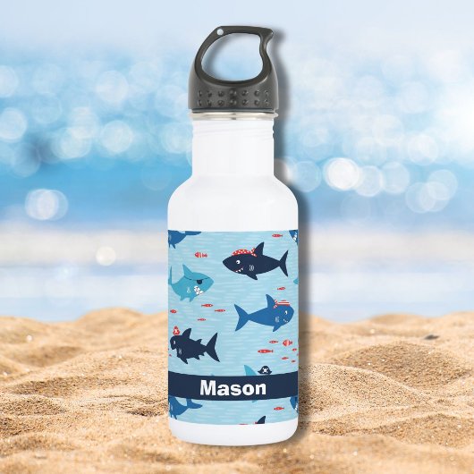Bouteille D'eau De mignons requins personnalisables et drôles avec