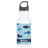 Bouteille D'eau De mignons requins personnalisables et drôles avec (Devant)