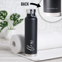 Bouteille d'eau de Studio de Yoga Flow Script Noir