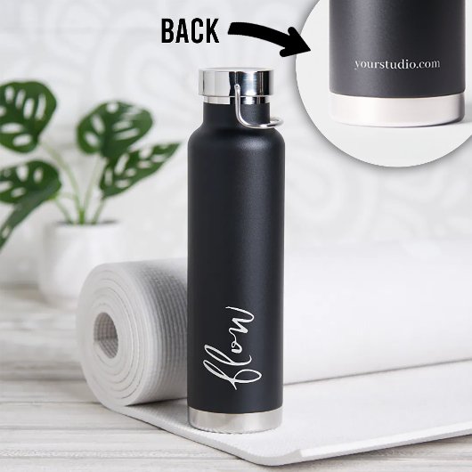 Bouteille d'eau de Studio de Yoga Flow Script Noir