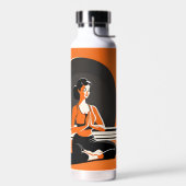 Bouteille d'eau de Yoga noir et orange (Gauche)