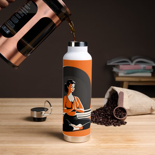 Bouteille d'eau de Yoga noir et orange (Gym)