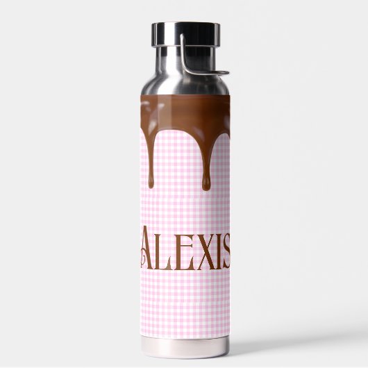 Bouteille D'eau Déchets De Chocolat Sur En vichy (Gauche)