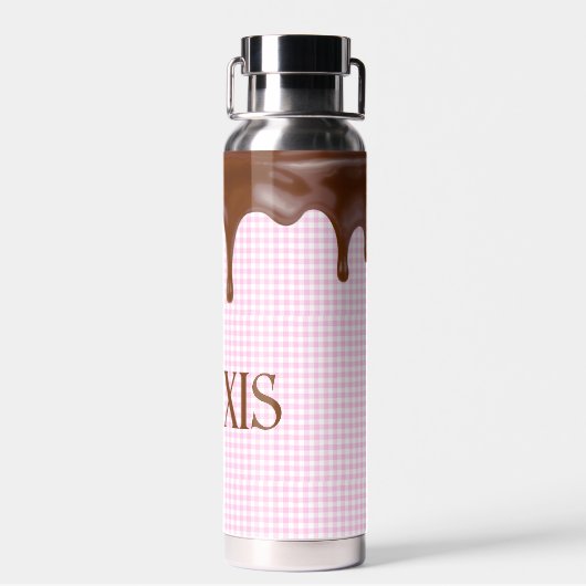 Bouteille D'eau Déchets De Chocolat Sur En vichy (Arrière)