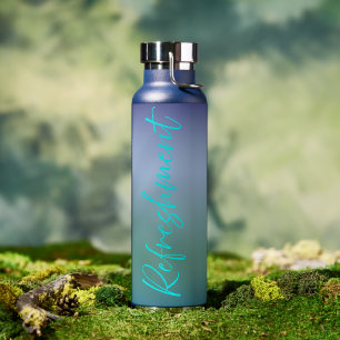 Bouteille D'eau Décor Bleu Avec Rafraîchissement Du Texte