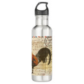 Bouteille D'eau Découpage Vintage Ephemera Farm Grange Rooster (Devant)