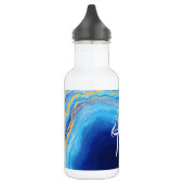 Bouteille D'eau Deep Indigo Agate Marbre Nom Abstrait Monogram Co (Gauche)