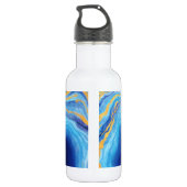 Bouteille D'eau Deep Indigo Agate Marbre Nom Abstrait Monogram Co (Dos)