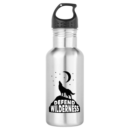 Bouteille D'eau Défendre la lune de loup sauvage (Devant)