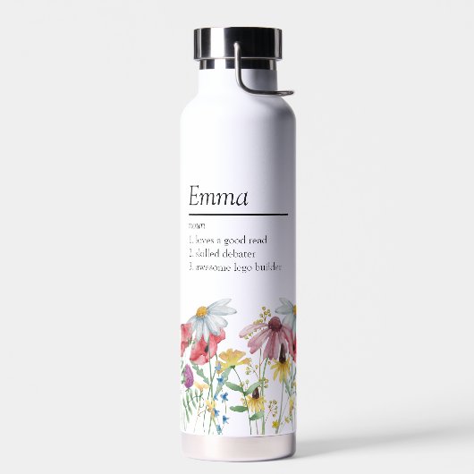 Bouteille D'eau Définition de nom avec bordure Fleur sauvage moder (Gauche)