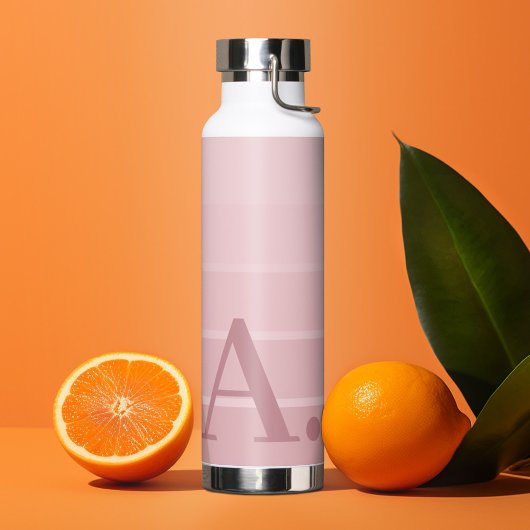 Bouteille D'eau Dégradé des bandes rétro roses - Énorme monogramme