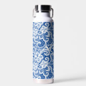 Bouteille D'eau Dentelle blanche en bleu (Avant)