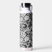 Bouteille D'eau Dentelle blanche en noir (Avant)