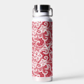 Bouteille D'eau Dentelle blanche sur rouge (Arrière)
