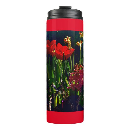Bouteille d'eau des Tulipes rouges de printemps (Devant)