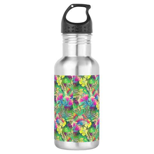 Bouteille D'eau Design de fleurs tropicales (Devant)
