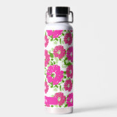 Bouteille D'eau Design floral Abstrait rose vif | Personnalisé (Arrière)