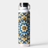 Bouteille D'eau Design floral ton bleu (Arrière)