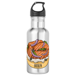 Bouteille D'eau dessin animé de bagel saumon