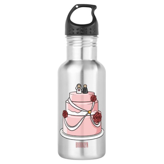 Bouteille D'eau dessin animé de gâteau mariage (Devant)