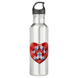 Bouteille D'eau Dessin De Chien Empreinte de patte Et De Coeur Rou