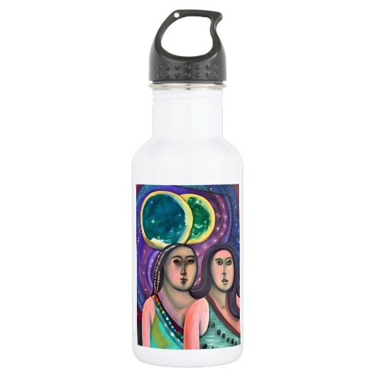 Bouteille D'eau Deux filles sous les lunes (Devant)