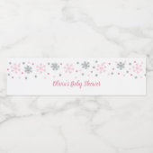 Bouteille d'eau d'hiver Étiquette Pink Silver Snow (Étiquettes simples)