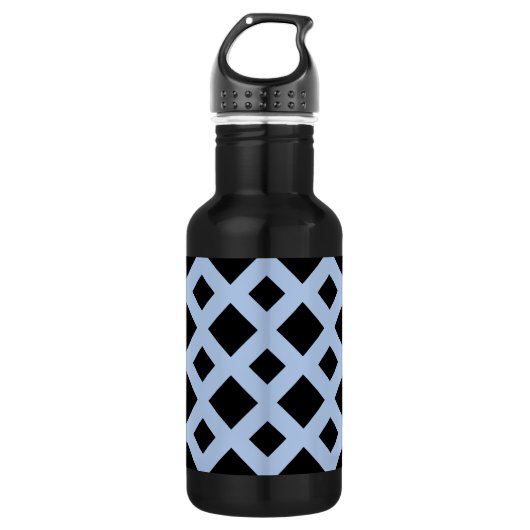 Bouteille D'eau Diamants noirs sur Bleu clair (Devant)