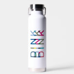 Bouteille D'eau Dink Pickleball Amusant Chic Bleu Vert Rose Jaune<br><div class="desc">DINK ! Cette bouteille d'eau dit tout ! Ce design chic avec le mot "dink" dans les bleus,  verts et roses célèbre le sport du pickleball. Fait un cadeau merveilleux pour l'amoureux du pickleball dans votre vie. Une partie d'une collection de Parcel Studios.</div>