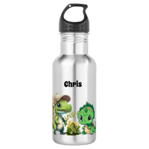 Bouteille D'eau Dinosaur Motif Enfants Nom personnalisé